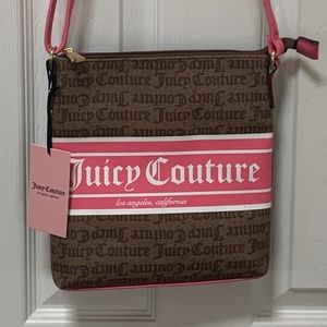 Juicy Couture Chestnut Chino Gothic Logo Stripe Crossbody / Satchel